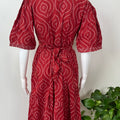 Red Cambric Cotton Bandhani Nightgown for Women