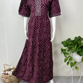 Wine Cambric Cotton Umbrella Style Nighty