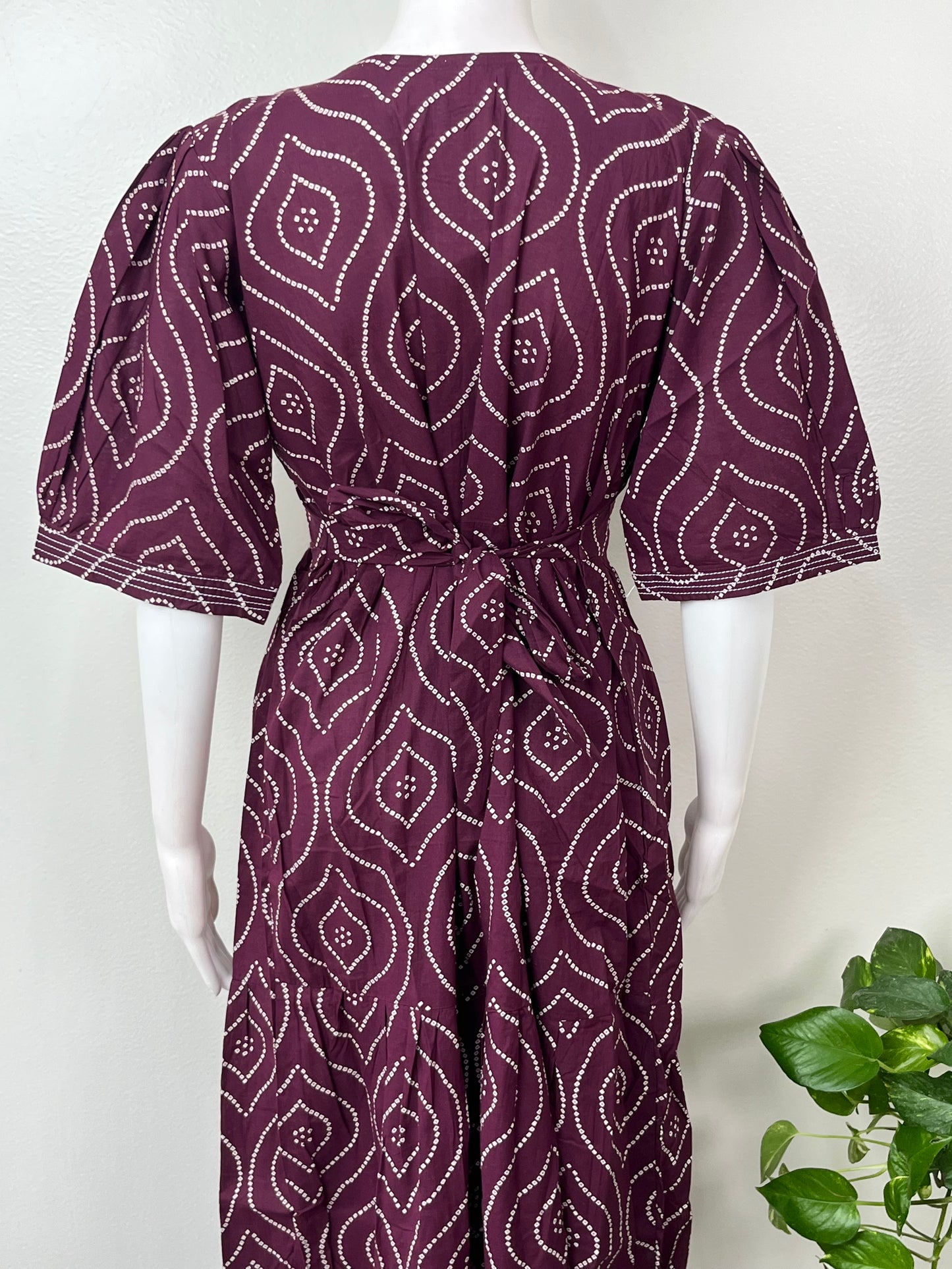 Wine Cambric Cotton Umbrella Style Nighty