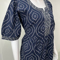Navy Blue Bandhani Cambric Cotton Nighty