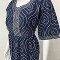 Navy Blue Bandhani Cambric Cotton Nighty