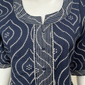Navy Blue Bandhani Cambric Cotton Nighty