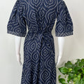 Navy Blue Bandhani Cambric Cotton Nighty