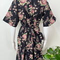 Black Floral Umbrella Style Cambric Cotton Nightgown