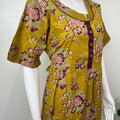 Mustard Frock Style Cambric Cotton Nighty for Women