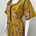 Mustard Frock Style Cambric Cotton Nighty for Women