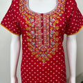Red Cambric Cotton Nightgown Soft & Comfortable