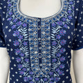 Navy Blue Classic Emrbroidered Cambric Cotton Nighty