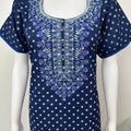 Navy Blue Classic Emrbroidered Cambric Cotton Nighty