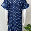 Navy Blue Classic Emrbroidered Cambric Cotton Nighty