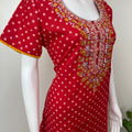 Red Cambric Cotton Nightgown Soft & Comfortable