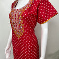 Red Cambric Cotton Nightgown Soft & Comfortable