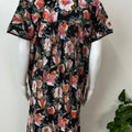 Black Floral Printed Cambric Cotton Women's Nighty