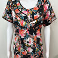 Black Floral Printed Cambric Cotton Women's Nighty