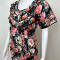 Black Floral Printed Cambric Cotton Women's Nighty