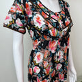 Black Floral Printed Cambric Cotton Women's Nighty