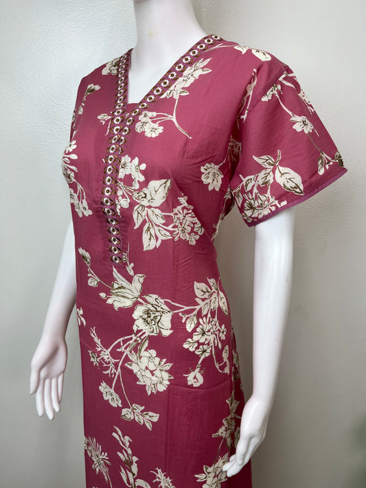 Peach Cambric Cotton Elegant Nightgown