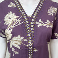 Purple Floral Printed Cambric Cotton Nighty