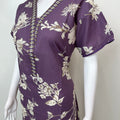 Purple Floral Printed Cambric Cotton Nighty