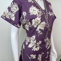 Purple Floral Printed Cambric Cotton Nighty