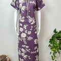 Purple Floral Printed Cambric Cotton Nighty