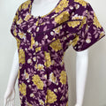 Purple & Yellow Cambric Cotton Women's Nightgown