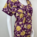 Purple & Yellow Cambric Cotton Women's Nightgown