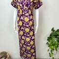 Purple & Yellow Cambric Cotton Women's Nightgown