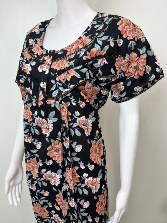 Floral Cambric Cotton Nighty Elegant & Breathable
