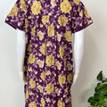 Purple & Yellow Cambric Cotton Women's Nightgown
