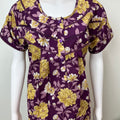Purple & Yellow Cambric Cotton Women's Nightgown
