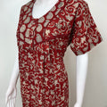 Maroon Pleated Cambric Cotton Nightgown for Women