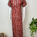 Maroon Pleated Cambric Cotton Nightgown for Women