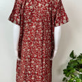 Maroon Pleated Cambric Cotton Nightgown for Women