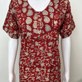 Maroon Pleated Cambric Cotton Nightgown for Women