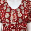 Maroon Pleated Cambric Cotton Nightgown for Women
