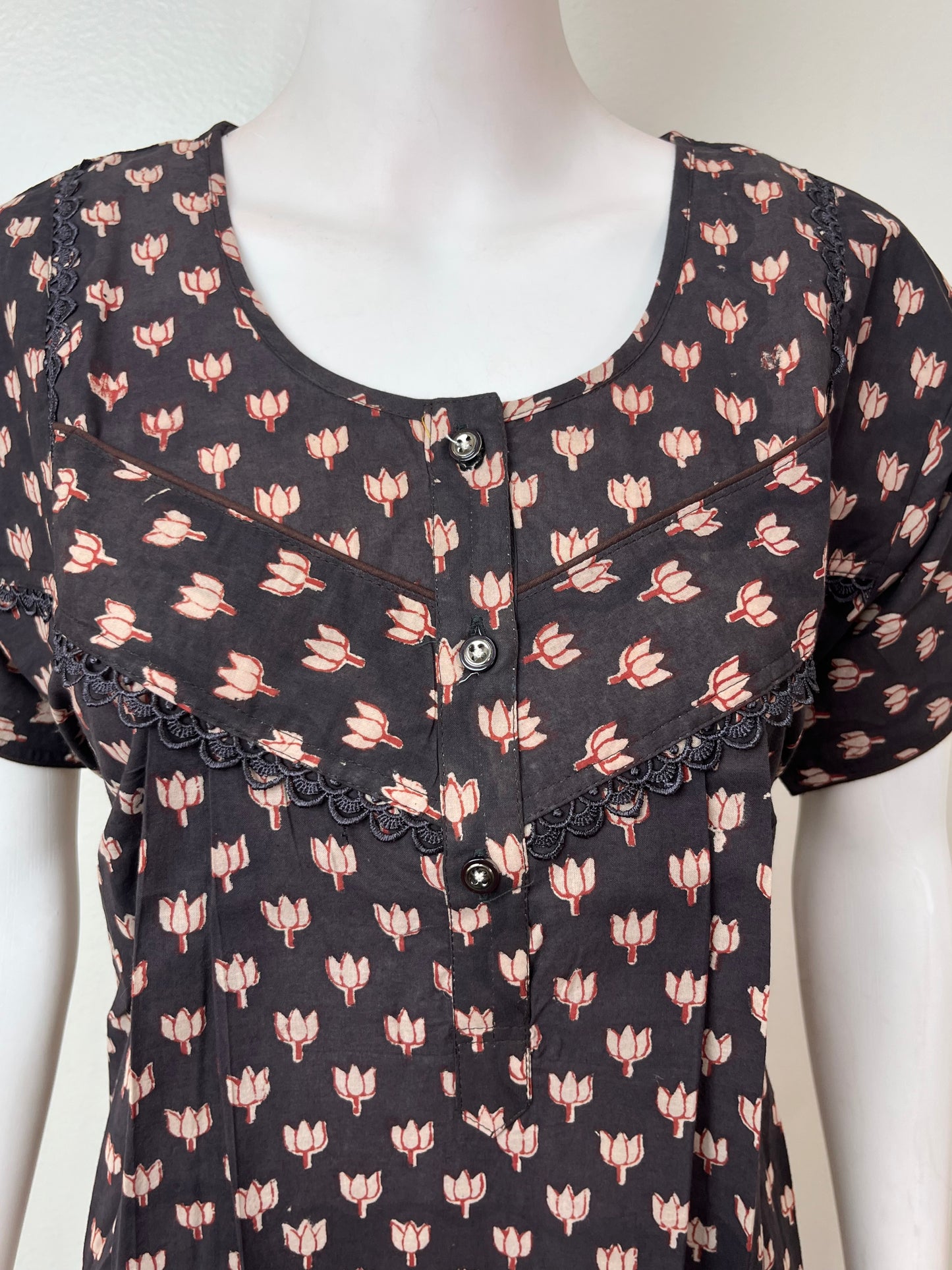 Black Pure Cotton Women's Nighty