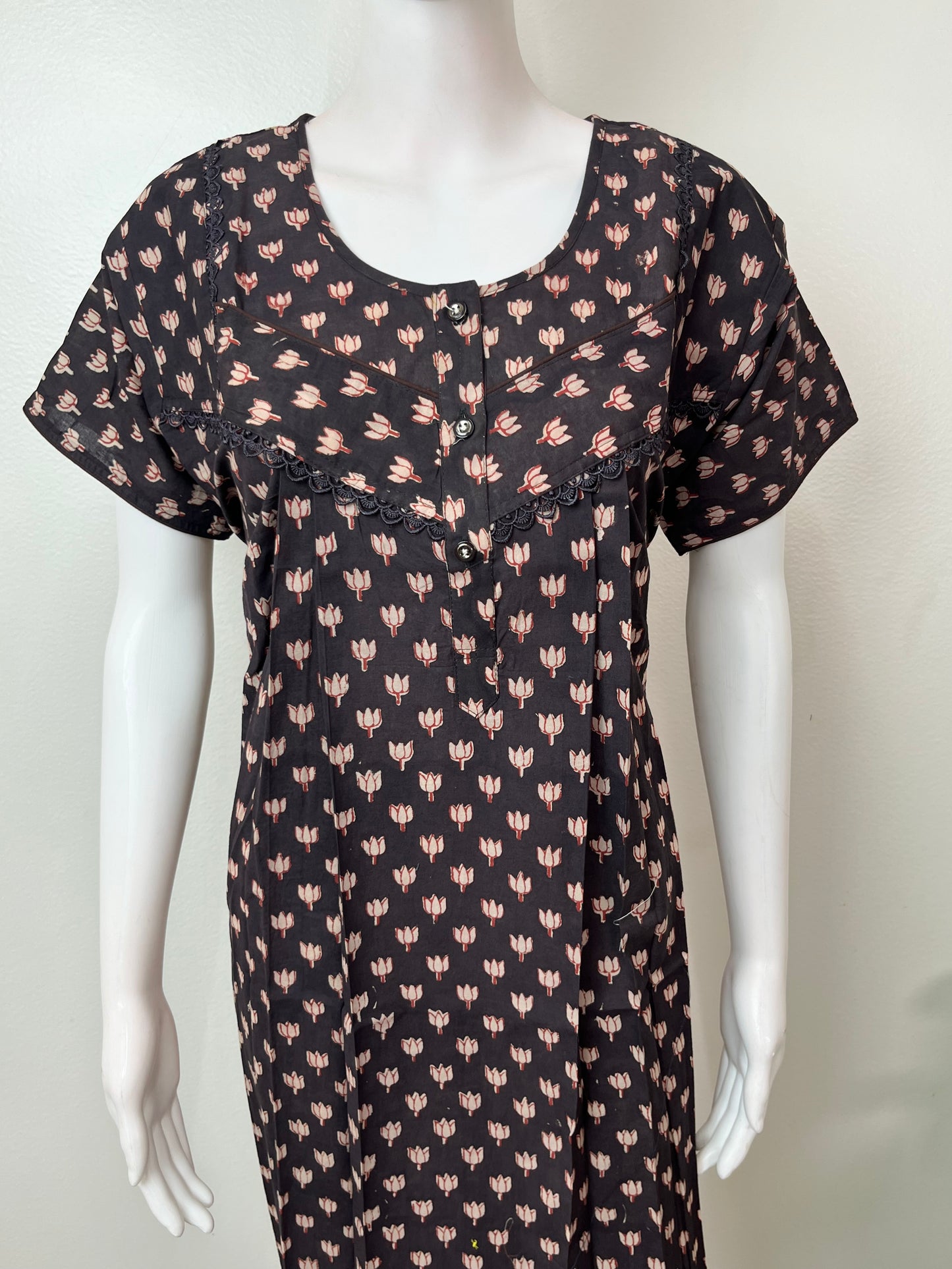 Black Pure Cotton Women's Nighty