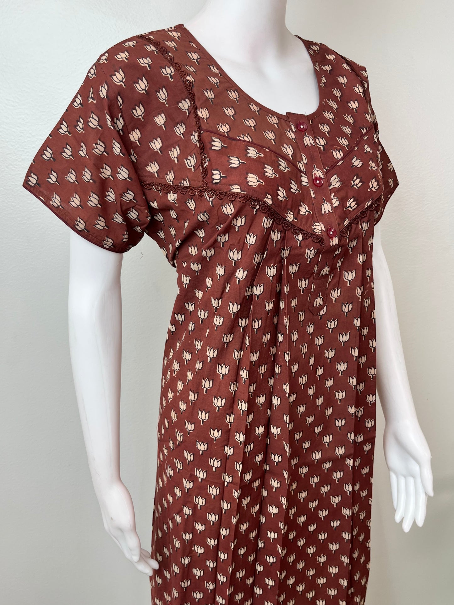 Brown Pure Cotton Nighty Elegant & Breathable