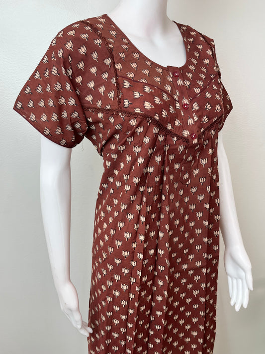 Brown Pure Cotton Nighty Elegant & Breathable