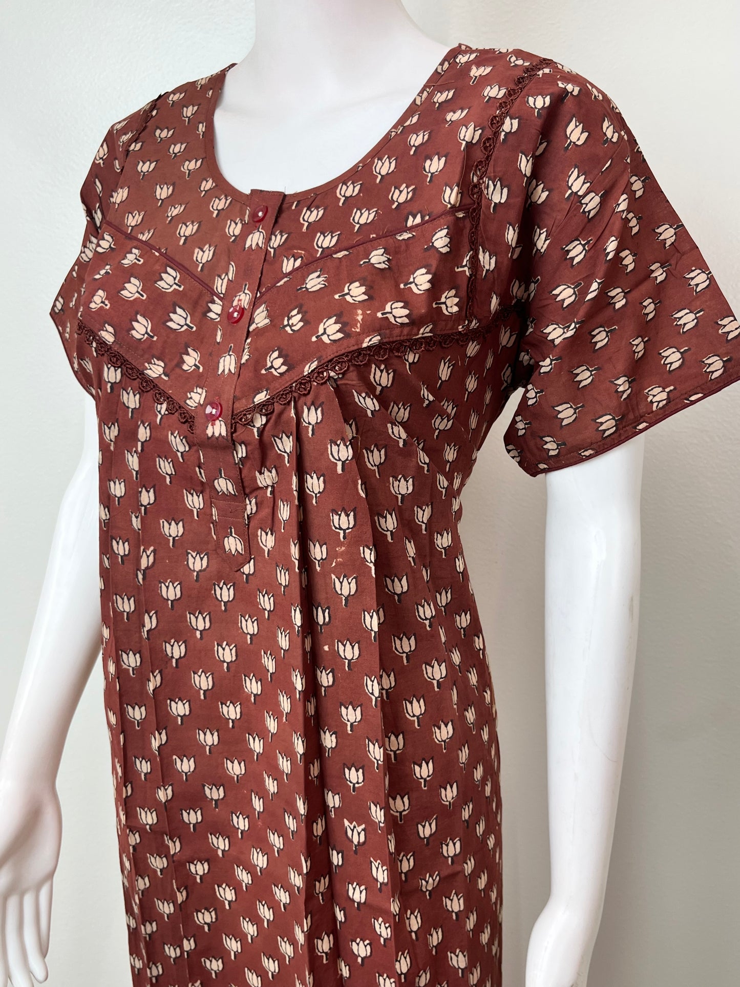 Brown Pure Cotton Nighty Elegant & Breathable