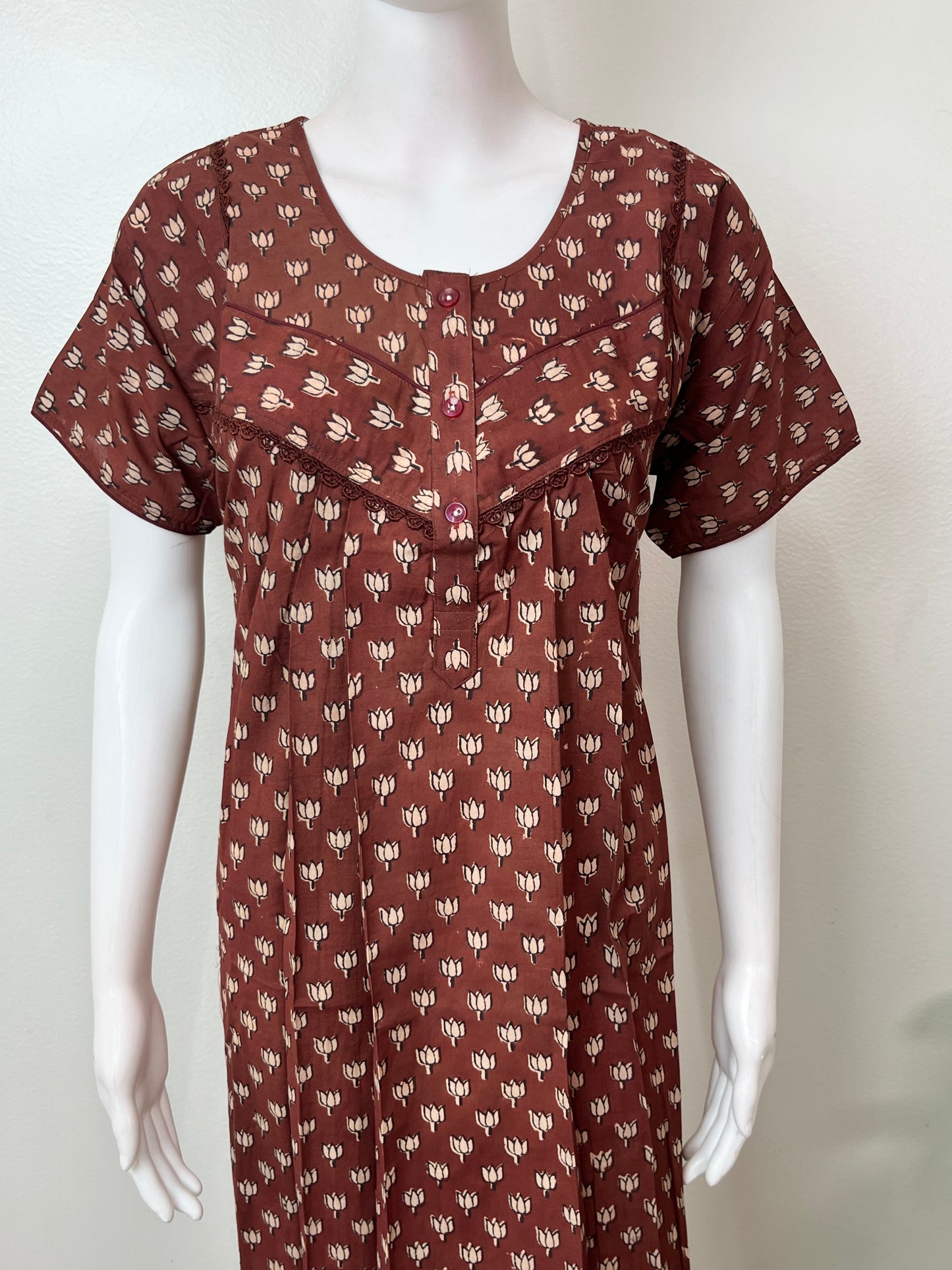 Brown Pure Cotton Nighty Elegant & Breathable