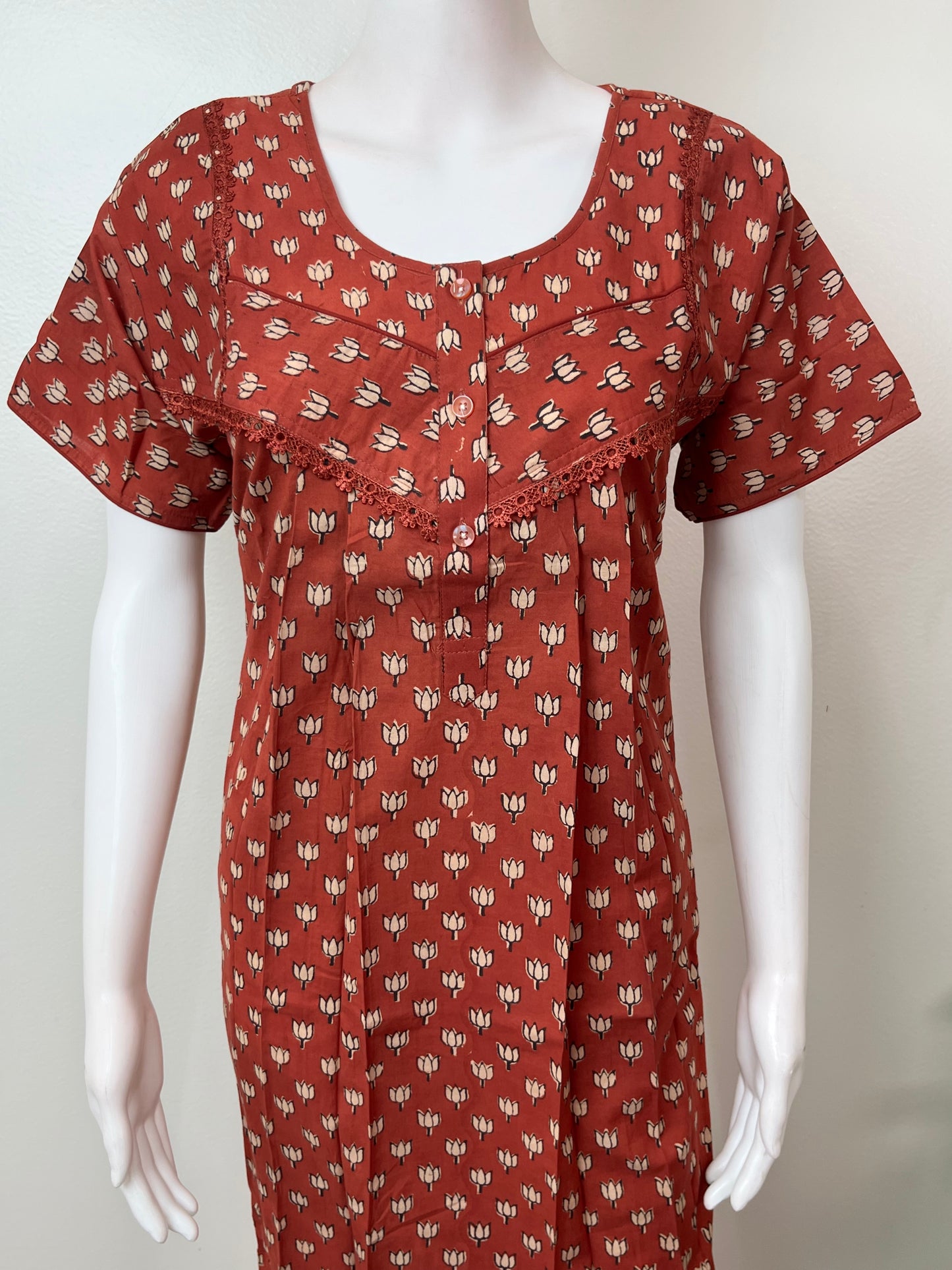 Pleated Style Pure Cotton Nightgown