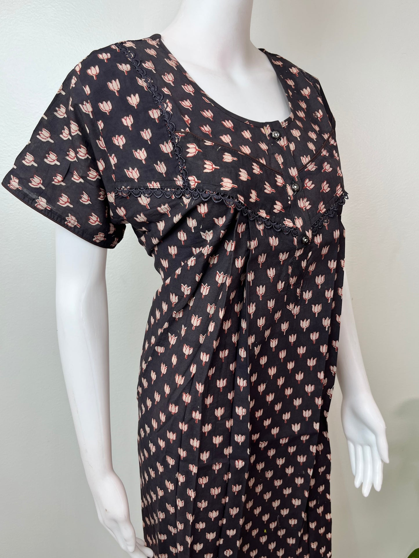 Black Pure Cotton Women's Nighty