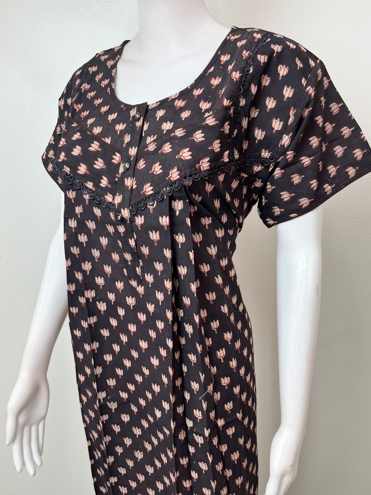Black Pure Cotton Women's Nighty
