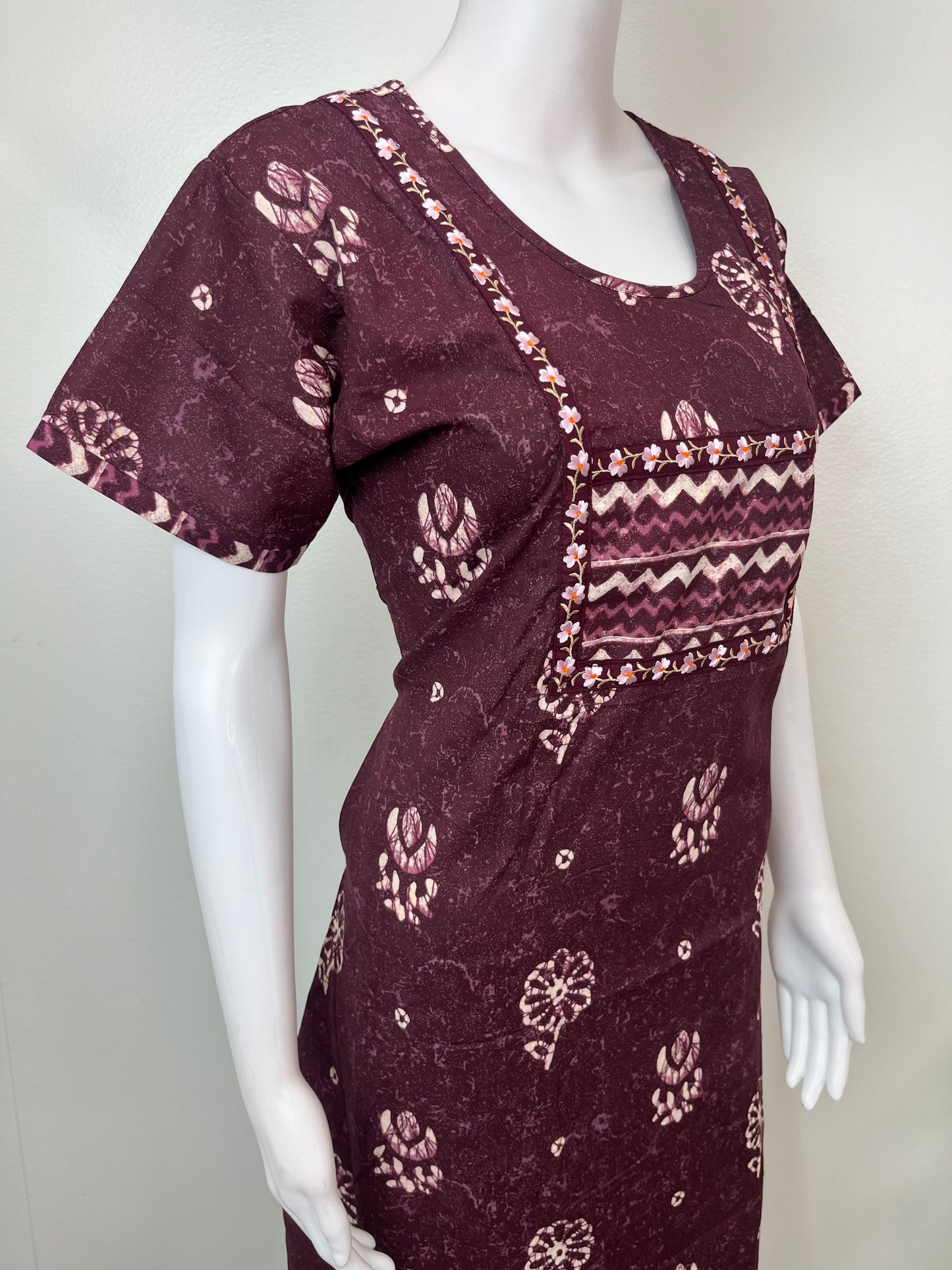 Purple 100% Cotton Nightgown Soft & Comfortable