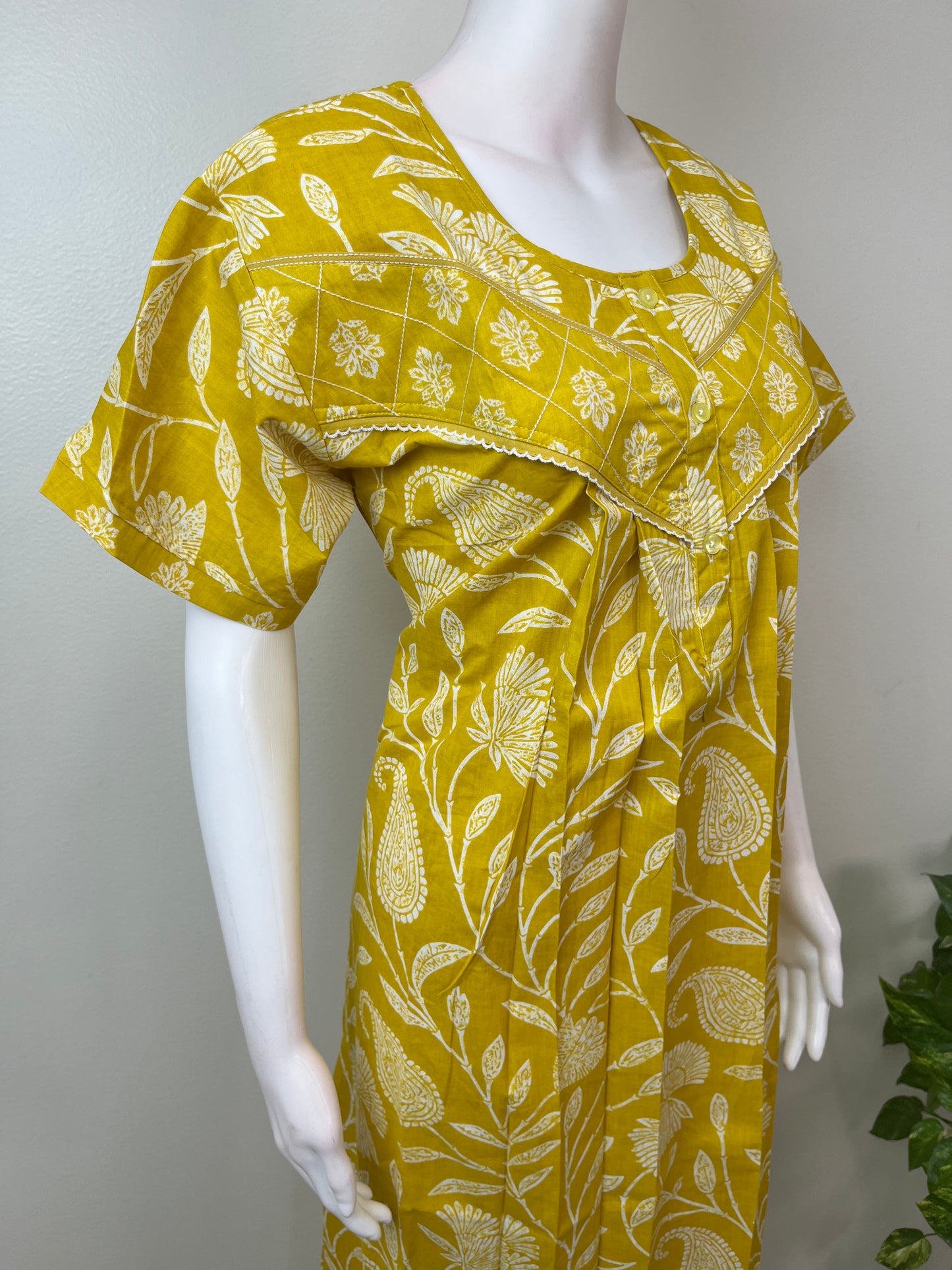 Yellow Elegant & Comfortable Pure Cotton Nighty