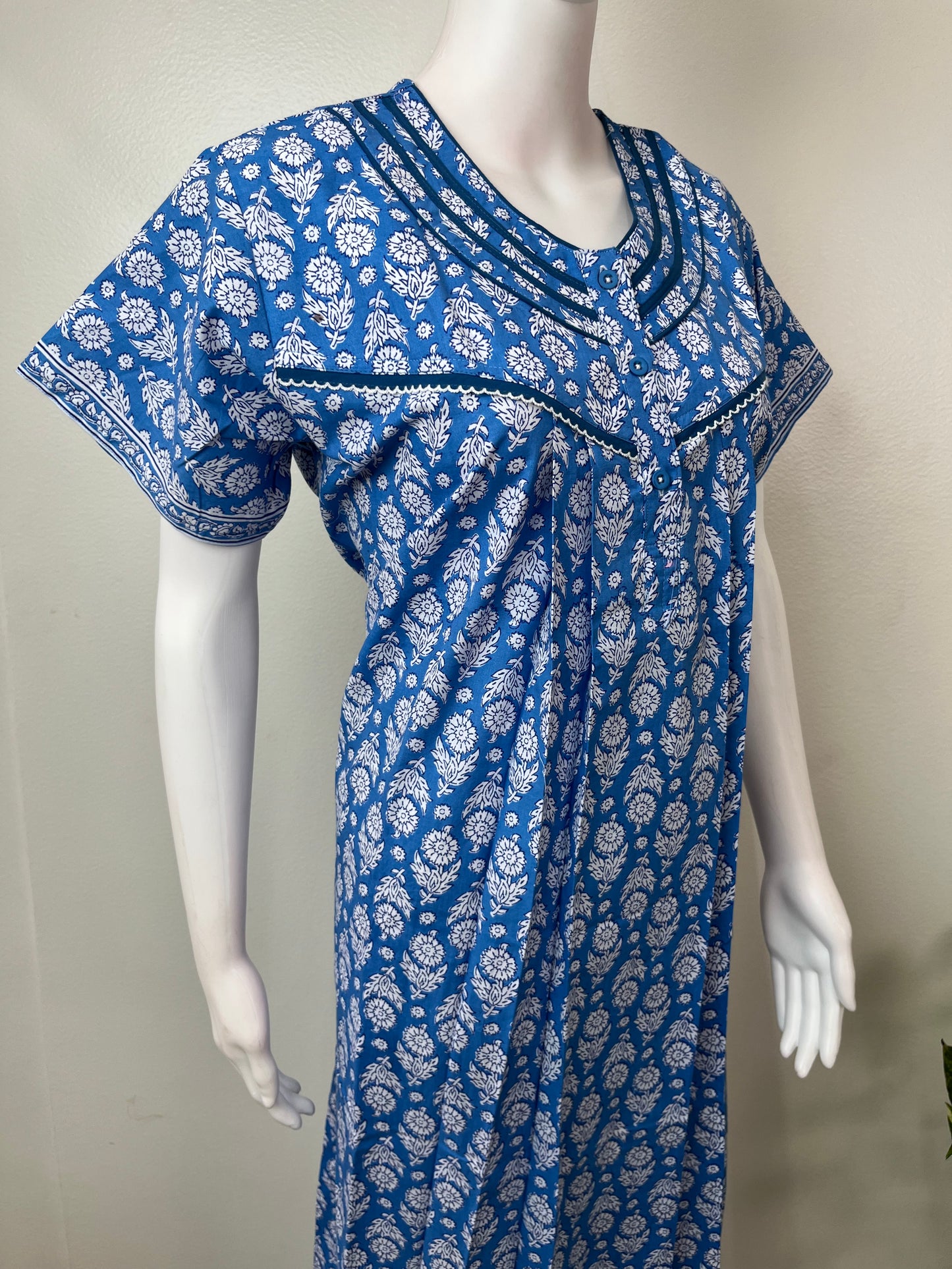 Royal Blue Pure Cotton Nightgown