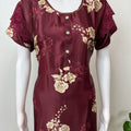 Maroon Glossy Satin Fabric Nighty
