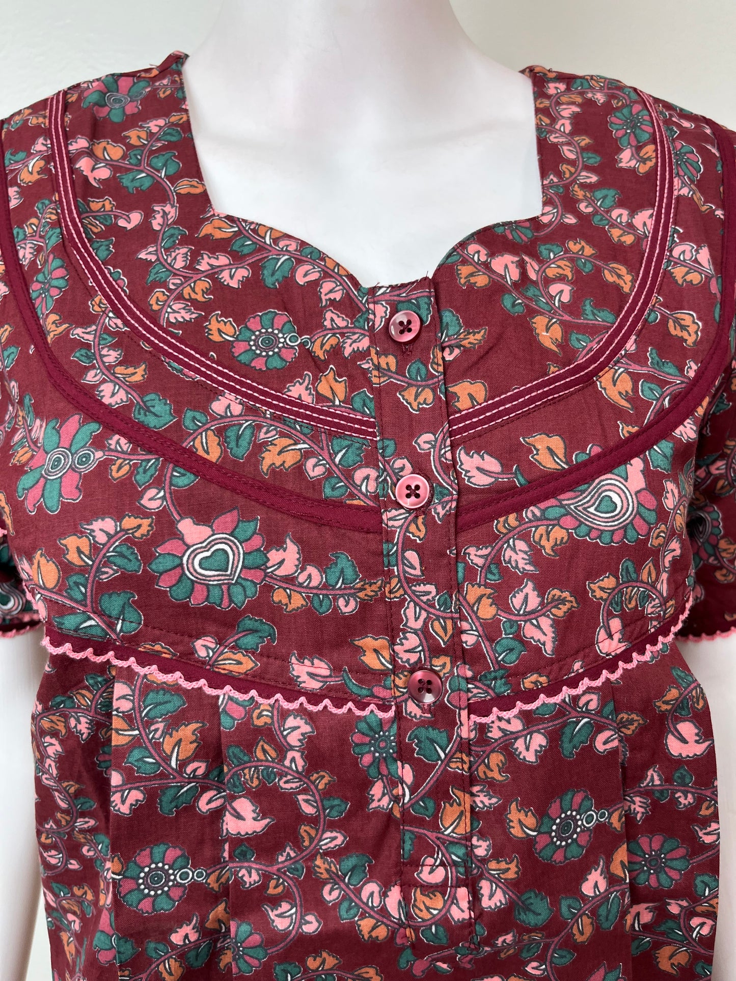 Maroon Elegant & Breathable 100% Cotton Nighty